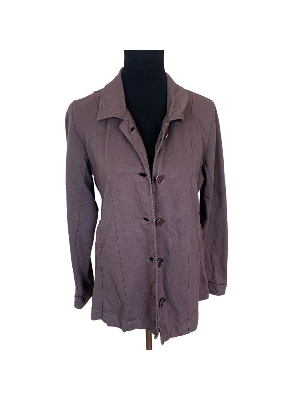 Fresh Produce Womens Jacket Brown Button Up Pockets Lightweight Small Travel